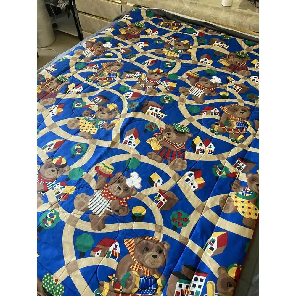 Children's Teddy Bear Themed Comforter with Colorful Track Design Full Size